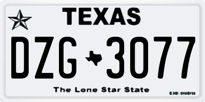 TX license plate DZG3077