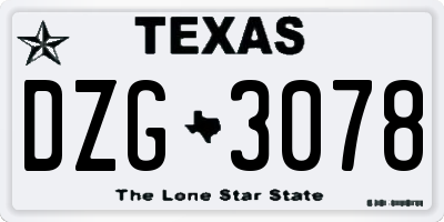 TX license plate DZG3078