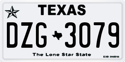TX license plate DZG3079