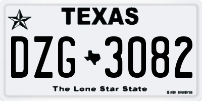 TX license plate DZG3082