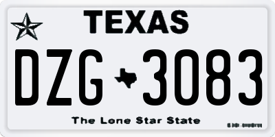 TX license plate DZG3083