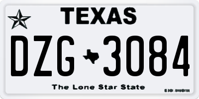 TX license plate DZG3084