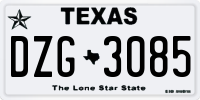 TX license plate DZG3085