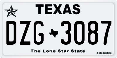 TX license plate DZG3087