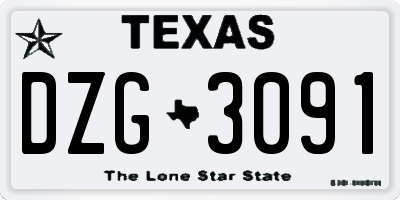 TX license plate DZG3091