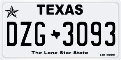 TX license plate DZG3093