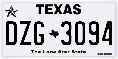 TX license plate DZG3094