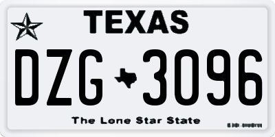 TX license plate DZG3096