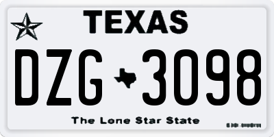 TX license plate DZG3098