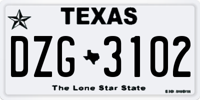 TX license plate DZG3102