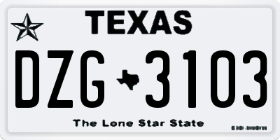 TX license plate DZG3103
