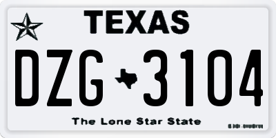 TX license plate DZG3104