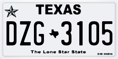 TX license plate DZG3105