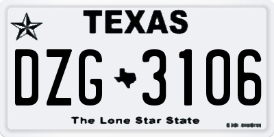 TX license plate DZG3106
