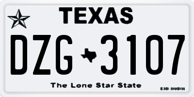 TX license plate DZG3107