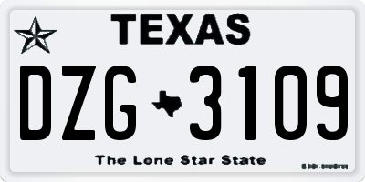 TX license plate DZG3109