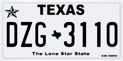 TX license plate DZG3110