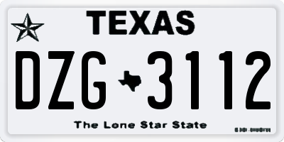TX license plate DZG3112