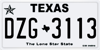 TX license plate DZG3113