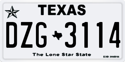 TX license plate DZG3114