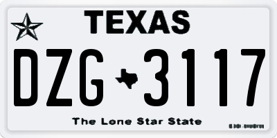 TX license plate DZG3117