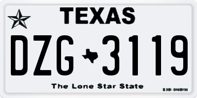 TX license plate DZG3119