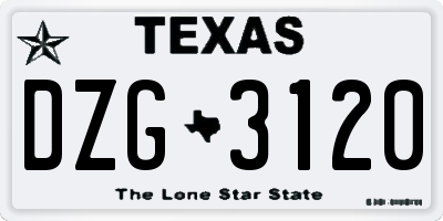 TX license plate DZG3120