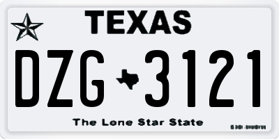 TX license plate DZG3121