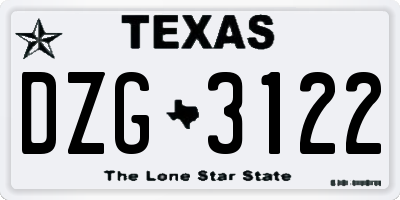 TX license plate DZG3122