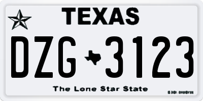 TX license plate DZG3123