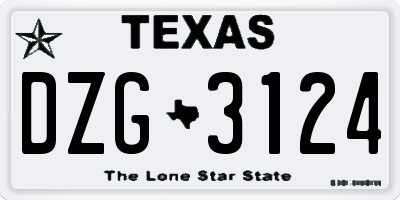 TX license plate DZG3124