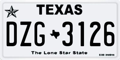 TX license plate DZG3126