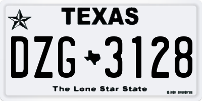 TX license plate DZG3128