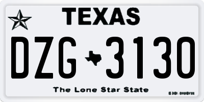 TX license plate DZG3130