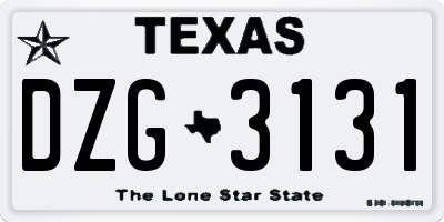 TX license plate DZG3131
