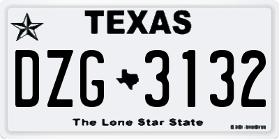 TX license plate DZG3132