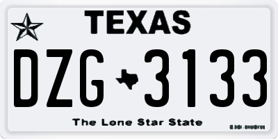 TX license plate DZG3133