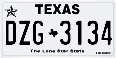 TX license plate DZG3134
