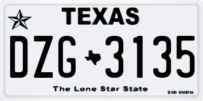 TX license plate DZG3135