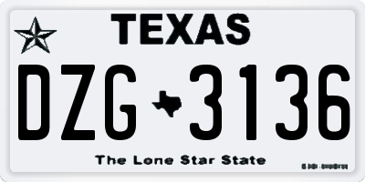 TX license plate DZG3136