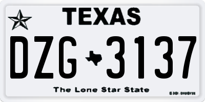 TX license plate DZG3137