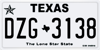 TX license plate DZG3138