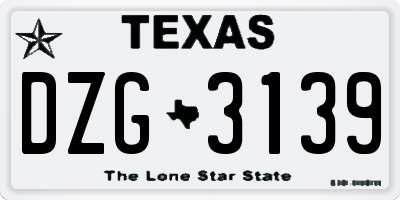 TX license plate DZG3139