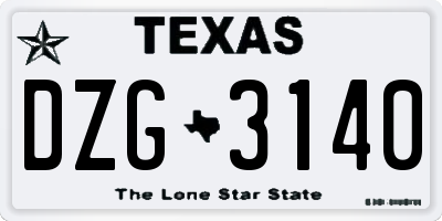 TX license plate DZG3140