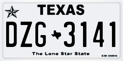 TX license plate DZG3141