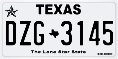 TX license plate DZG3145