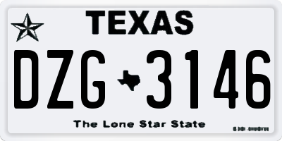 TX license plate DZG3146