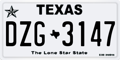 TX license plate DZG3147