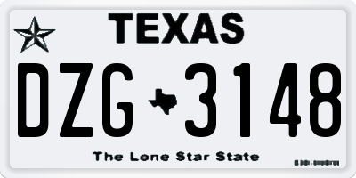 TX license plate DZG3148