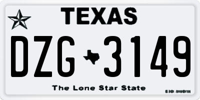 TX license plate DZG3149